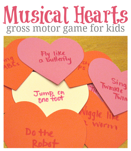 musical hearts gross motor game for kids