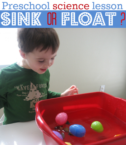 preschool science lesson sink or float with plastic eggs