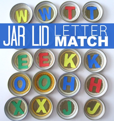 baby food jar lid letter match