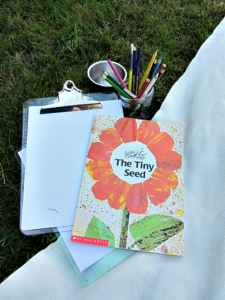 read and draw outside book activity for kids