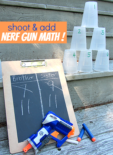 Shoot & Add { Nerf Gun Math For Kids } - No Time For Flash Cards