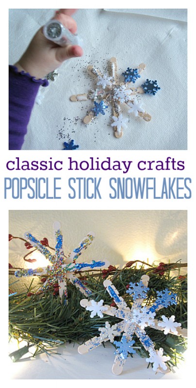 Popsicle Stick Snowflakes craft for kids