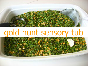 St. Patrick's Day gold hunt sensory tub