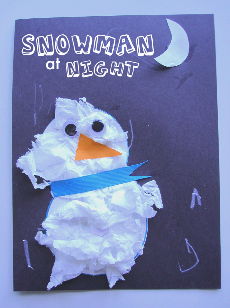 Snowman at night craft for kids