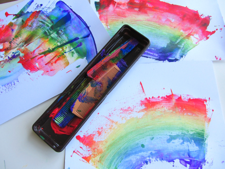 rainbow painting with kids