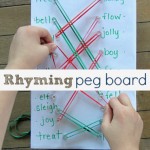 Rhyming pegboard literacy activity for kids