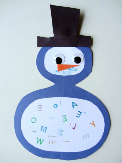 letter snowman alphabet craft for kids