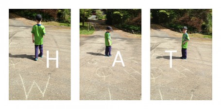letter activities spelling with sidewalk chalk