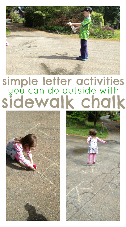 letter activities with sidewalk chalk