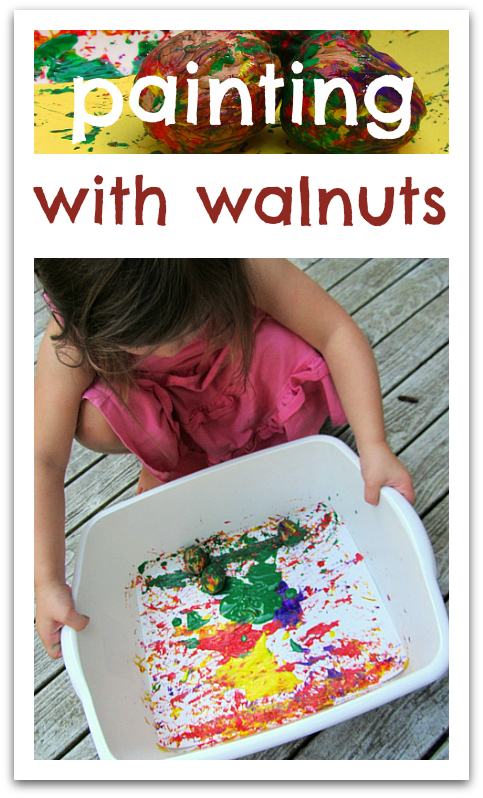 painting with walnuts for preschool