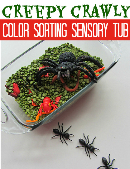 Halloween Sensory Activity with color sorting