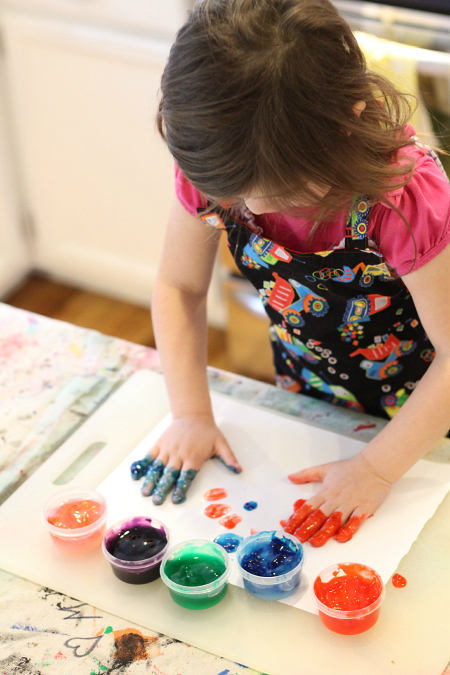 finger painting with homemade finger paints
