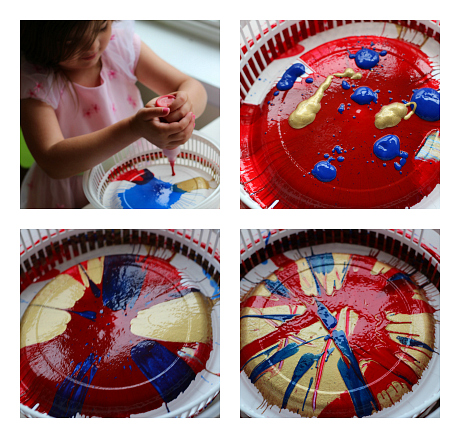 spin painted noisemaker craft for 4th of july