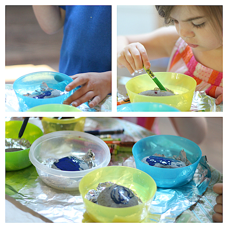 melted crayon on hot rocks activity for kids