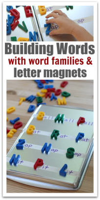 word family activity with letter magnets