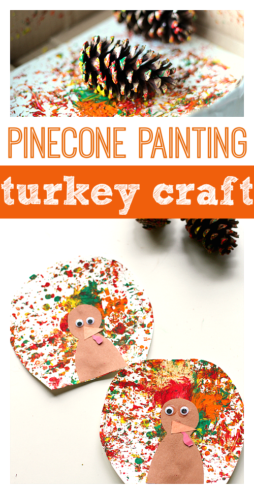 Pinecone painting thanksgiving turkey craft