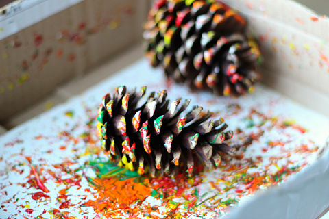 pine cone painting for kids