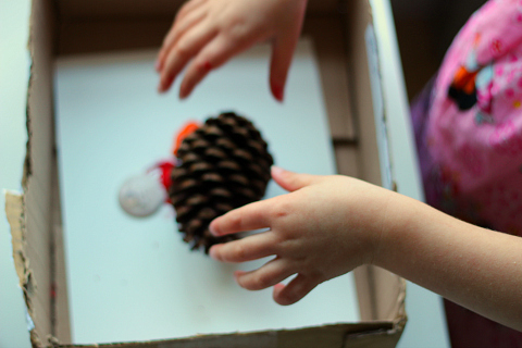 pinecone painting for kids