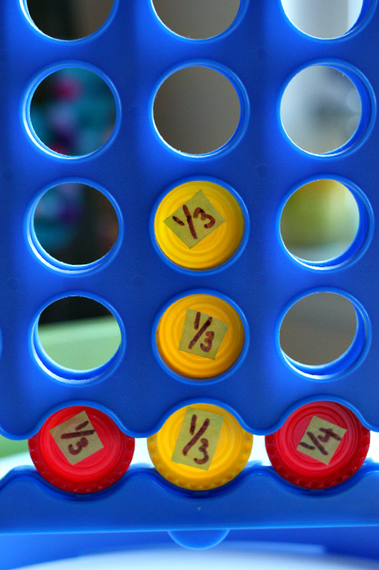 fraction connect 4 for elementary kids