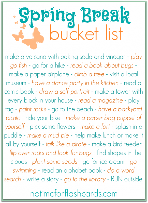 spring break bucket list for kids 