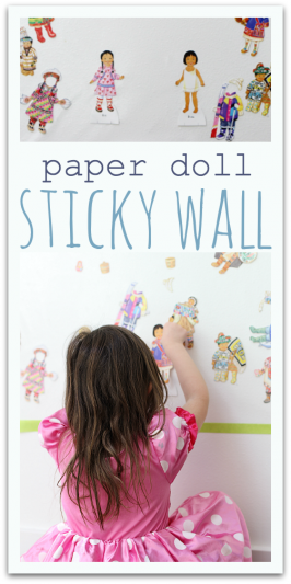 sticky wall paper doll activity