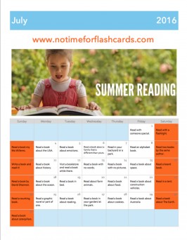 summer reading calendar no time for flash cards 