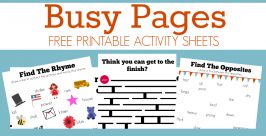 Busy Pages - Free Activity Sheets - No Time For Flash Cards