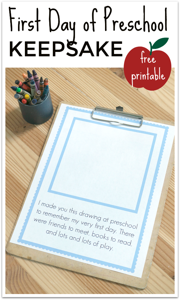 first day of preschool keepsake free printable from no time for flash cards