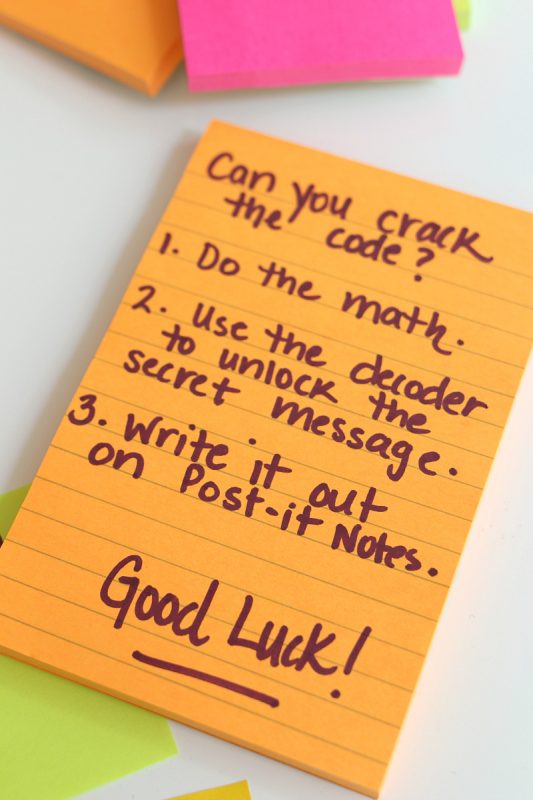 Post-it Notes math activity to combat summer slide