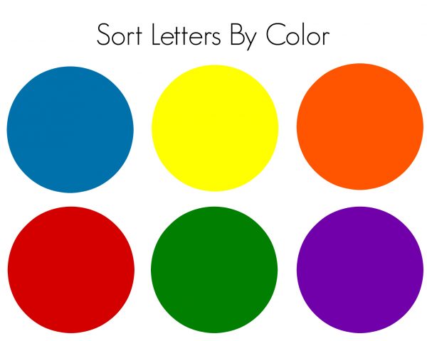 magnetic letters color sorting