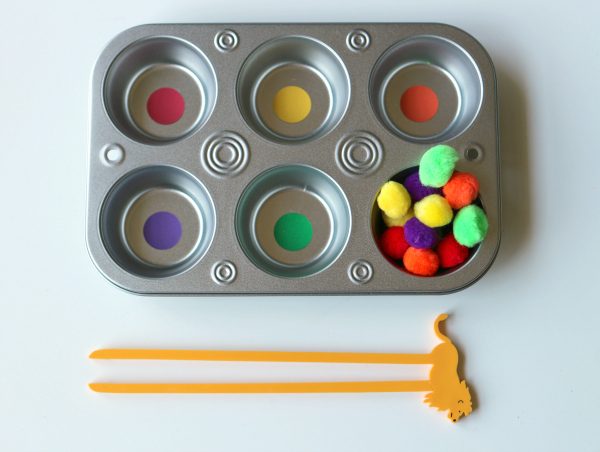 sorting and matching with tongs fine motor activities
