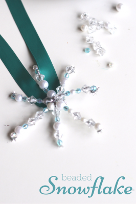 Snowflake ornament craft for kids - beading is fantastic for fine motor