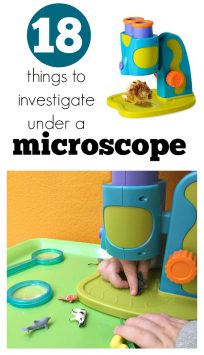 Preschool science using a microscope at preschool