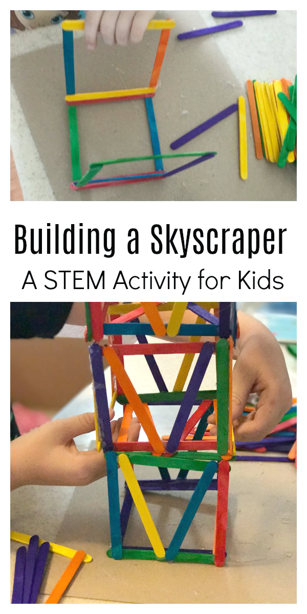 STEM craft for kids building a skyscraper