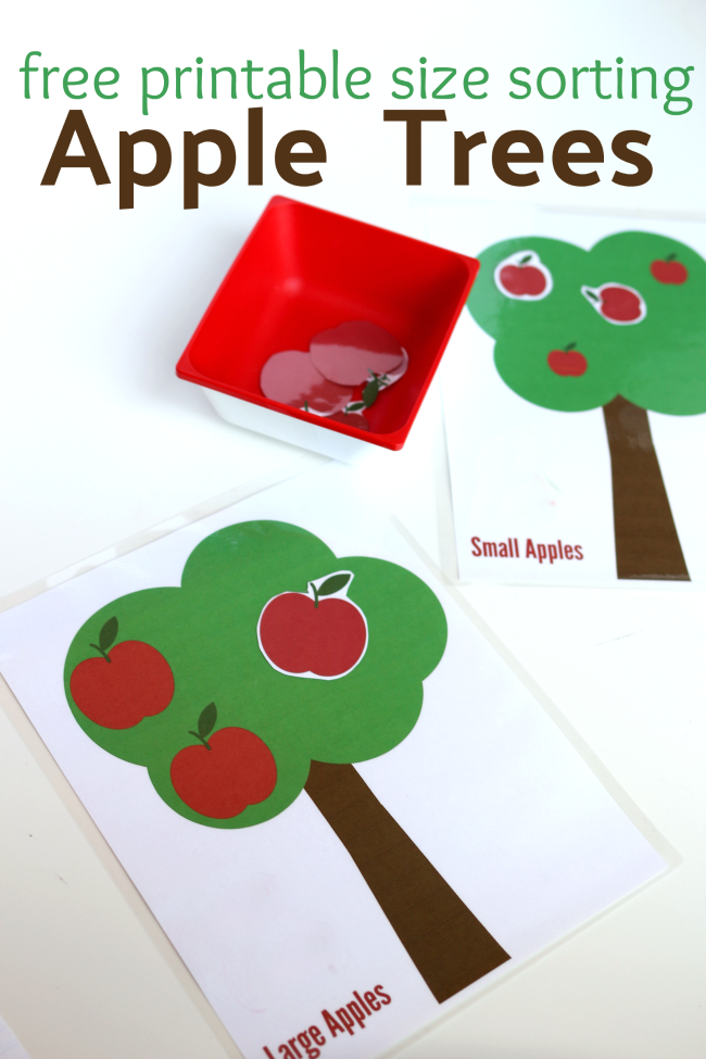 free printables for preschool size sorting tree