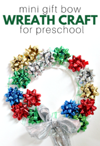 christmas craft using mini bows to make a wreath