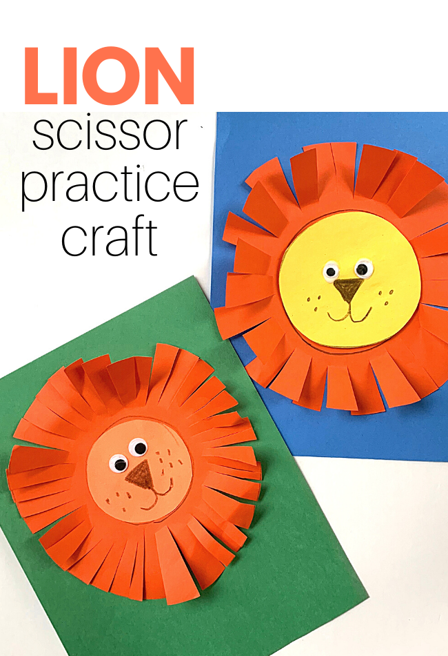 Scissor Skills Practice Lion Craft - No Time For Flash Cards