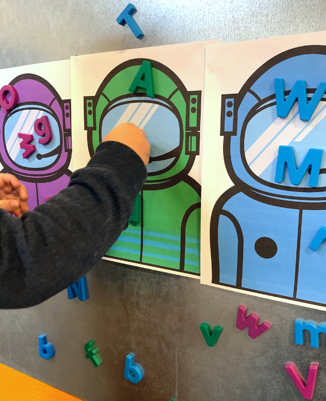 preschool letter matching activity lesson about space