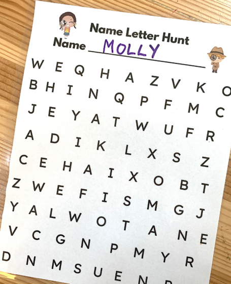 Name Letter Hunt- Free Printables - No Time For Flash Cards