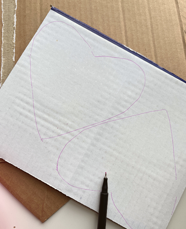 heart art project process cardboard drawing