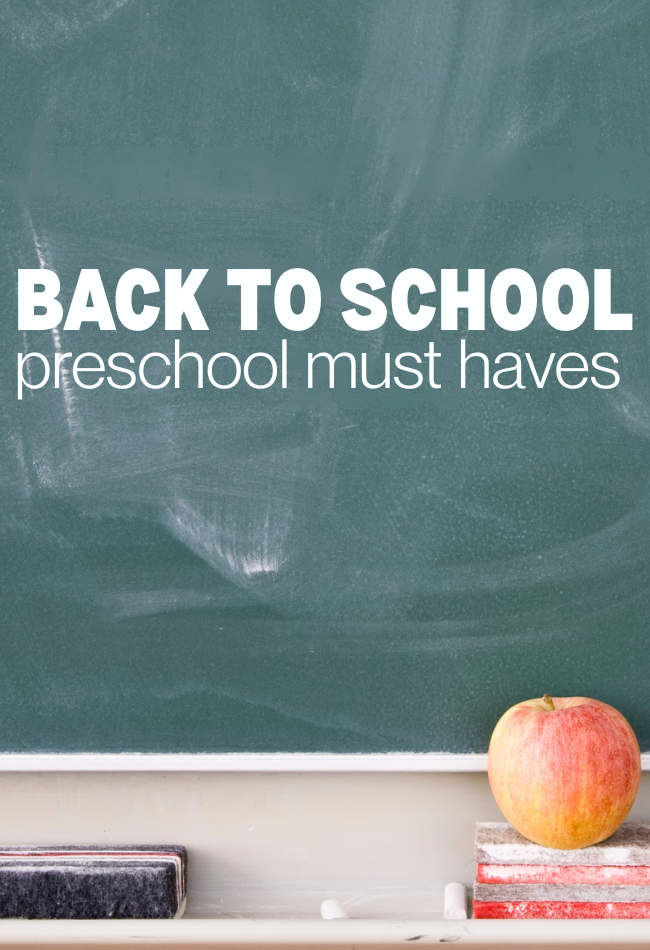 chalk board with back to school preschool written by notimeforflashcards.com